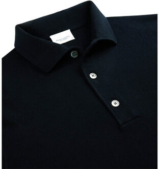 Profuomo Luxury basic polo met lange mouwen - maat S Blauw