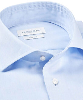 Profuomo Overhemd extra lange mouw strijkvrij Blauw - 44 (XL)