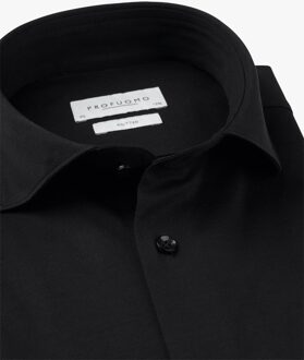 Profuomo Overhemd Humerto Single Jersey Black   40 Zwart