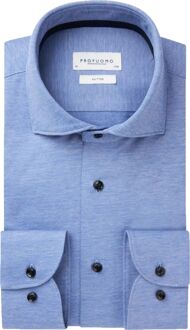 Profuomo Overhemd Knitted Mid Blauw Melange - 40,43,44