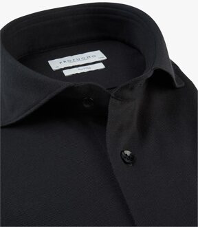 Profuomo Overhemd Knitted Pique Black   37 Zwart
