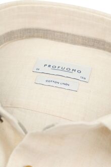 Profuomo Overhemd Linnen Blend Ecru Off-White - 41,42,44,45