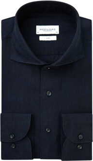 Profuomo Overhemd met lange mouwen Blauw - 44 (XL)