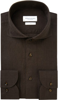 Profuomo Overhemd met lange mouwen Bruin - 44 (XL)