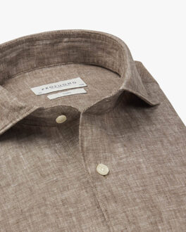 Profuomo Overhemd met lange mouwen Bruin - 45 (XXL)