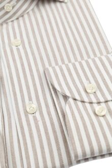 Profuomo Overhemd Streep Cutaway Beige - 44