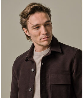 Profuomo Ppwf30001e h2 heren overshirt  met cutaway in donker profu Bruin - L