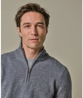 Profuomo Ppwj30029e m heren trui met half zip profu Blauw - XL