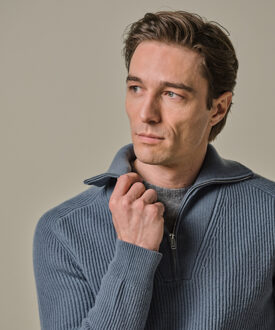 Profuomo PULLOVER HALF ZIP BLUE  L Blauw
