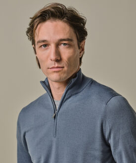 Profuomo PULLOVER HALF ZIP BLUE  M Blauw