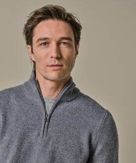 Profuomo PULLOVER HALF ZIP BLUE  XL Blauw