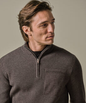 Profuomo PULLOVER HALF ZIP BROWN  L Bruin