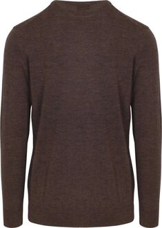 Profuomo Pullover Merinowol Bruin - XXL