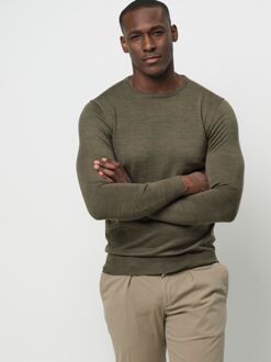 Profuomo Pullover Merinowol Olive Donkergroen - XXL