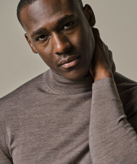 Profuomo PULLOVER MOCK NECK TAUPE  2XL Bruin