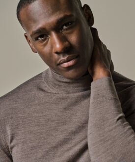 Profuomo PULLOVER MOCK NECK TAUPE  M Bruin