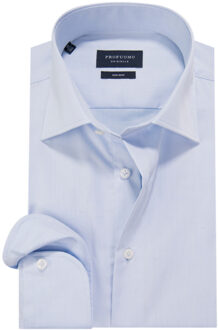 Profuomo Regular Fit overhemd - lichtblauw fine twill - Strijkvrij - Boordmaat: 40