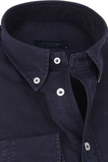 Profuomo Regular fit overhemd met button-down kraag Donkerblauw - S