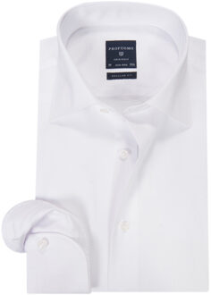 Profuomo Regular Fit overhemd - wit fine twill - Strijkvrij - Boordmaat: 42