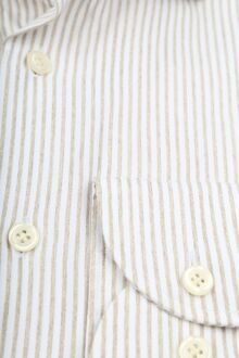 Profuomo Shirt Extra Lange Mouwen Travel Streep Beige - 37,38,39,42