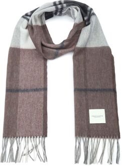 Profuomo Sjaal Lamswol Bruin Geruit - Grijs