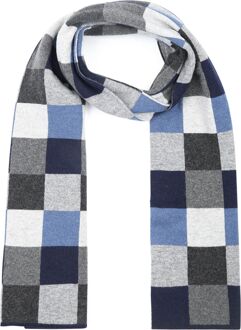 Profuomo Sjaal Wol Ruiten Blauw Grijs