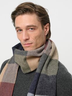 Profuomo Sjaal Wol Ruiten Multicolour - Blauw
