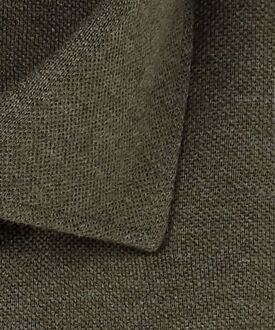 Profuomo Slim Fit jersey overhemd - army groen melange knitted shirt - Strijkvrij - Boordmaat: 38