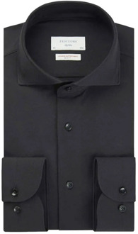 Profuomo Slim fit overhemd in katoenblend Zwart - 37