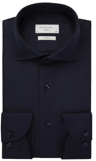 Profuomo Slim fit overhemd met wide spread-kraag Donkerblauw - 44