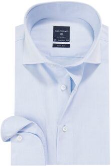 Profuomo Slim Fit overhemd - mouwlengte 72 cm - lichtblauw fine twill - Strijkvrij - Boordmaat: 37