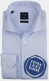 Profuomo Slim Fit overhemd - mouwlengte 72 cm - lichtblauw fine twill - Strijkvrij - Boordmaat: 43