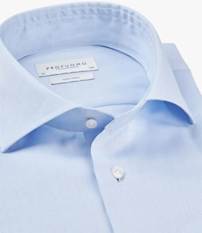 Profuomo Slim Fit overhemd - mouwlengte 72 cm - lichtblauw fine twill - Strijkvrij - Boordmaat: 43