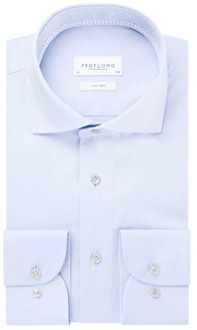 Profuomo Slim fit strijkvrij overhemd met cut away kraag Lichtblauw - 38