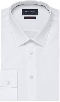 Profuomo Super Slim Fit stretch overhemd - wit - Strijkvriendelijk - Boordmaat: 37