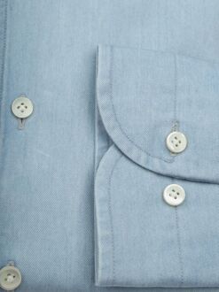 Profuomo Twill Overhemd Denim Lichtblauw - 37,38,39,40,41,42,43,44,45