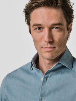 Profuomo Twill Overhemd Denim Lichtblauw - 37,38,39,44,45