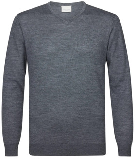 Profuomo V-Neck Anthra Pullover Sweater Profuomo , Gray , Heren - L,M