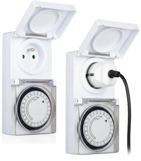 Programmeerbare Tijdklok - 2x - 24-uurs - IP44 - tijdschakelaar stekkerdoos - voor binnen/buiten