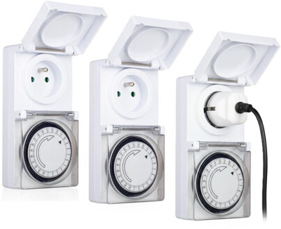 Programmeerbare Tijdklok - 3x - 24-uurs - IP44 - tijdschakelaar stekkerdoos - voor binnen/buiten