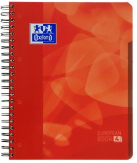 Projectboek Oxford School A4+ 4-gaats ruit 5mm 120vel rood Zwart