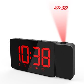 Projectie Wekker Display Digitale Klok Usb Charger Snooze Led Projectie Dual Alarm Fm Radio #0207g10 Rood