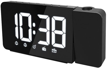 Projectie Wekker Display Digitale Klok Usb Charger Snooze Led Projectie Dual Alarm Fm Radio #0207g10 wit