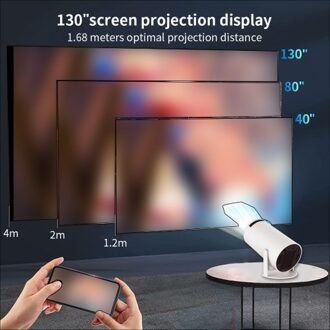 Projector 4K Decoding 120 ANSI Lumens 2.4G+5G WiFi Keystone Correction Portable Projector Quad-core Android 11 Up to 130inch Large Screen for Office Home Theater Phone