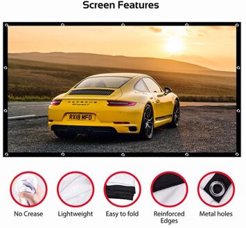 Projector Scherm, 16:9 Hd Opvouwbare Anti-kreuk Draagbare Projectie Films Scherm Home Theater Alr Screen Scherm Voor Projector 150 duim