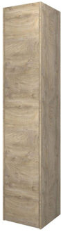 Proline hoge kast met 1 push-to-open deur en 4 glazen planchetten 35 x 35 x 169 cm, raw oak