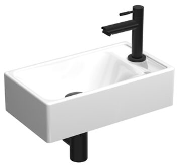 Proline pack Fonteinpack - porselein - kraangat rechts - fonteinkraan - designsifon - afvoerplug - incl bevestiging 1805112P Zwart mat