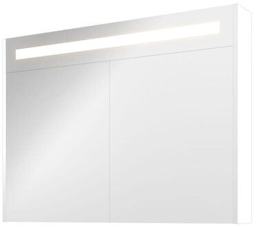 Proline Spiegelkast Premium met geintegreerde LED verlichting, 2 deuren 100x14x74cm Mat wit 1809455 Wit mat