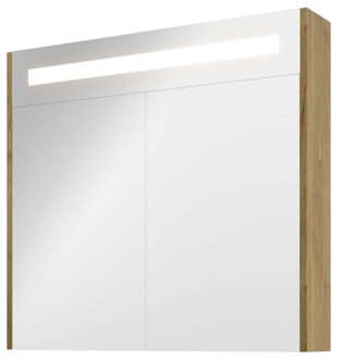 Proline Spiegelkast Premium met geintegreerde LED verlichting, 2 deuren 80x14x74cm Ideal oak 1809402 Ideal Oak (Hout)