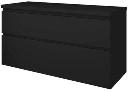 Proline Top badkamermeubelset - 120x46x63.2cm - wastafelblad - a symmetrisch - MDF lak zwart mat 1817316